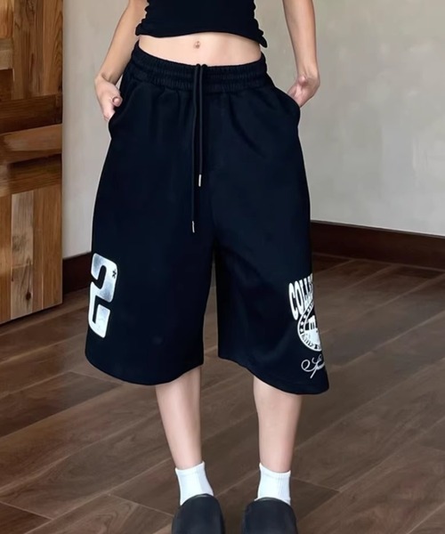 Vipoa(ヴィポア)の「Loose logo sweat shorts(スウェットパンツ・レディース・ブラック/ブルー・FREE)」の8枚目の写真