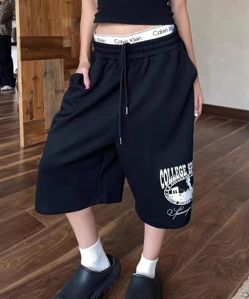 Vipoa(ヴィポア)の「Loose logo sweat shorts(スウェットパンツ・レディース・ブラック/ブルー・FREE)」の3枚目の写真