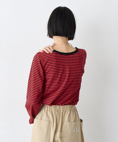 CIAOPANIC TYPY(チャオパニックティピー)の「【WEB限定】前後2WAYヘンリーボーダーロングスリーブT(Tシャツ/カットソー・レディース・ホワイト/ブラック/ネイビー/レッド/グリーン系その他2・ONE SIZE)」の6枚目の写真