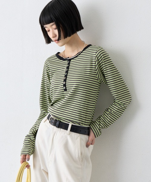 CIAOPANIC TYPY(チャオパニックティピー)の「【WEB限定】前後2WAYヘンリーボーダーロングスリーブT(Tシャツ/カットソー・レディース・ホワイト/ブラック/ネイビー/レッド/グリーン系その他2・ONE SIZE)」の12枚目の写真