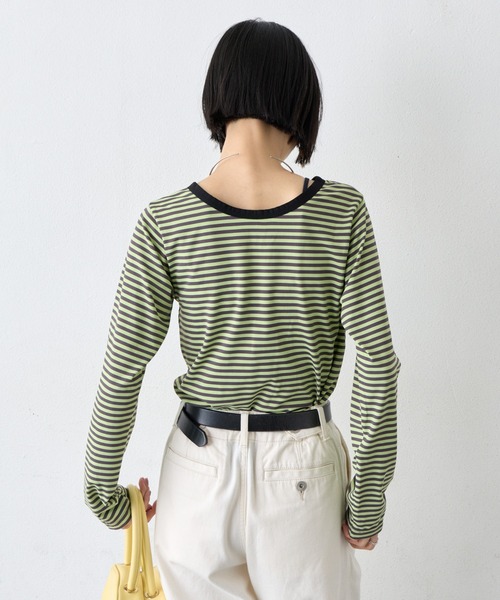 CIAOPANIC TYPY(チャオパニックティピー)の「【WEB限定】前後2WAYヘンリーボーダーロングスリーブT(Tシャツ/カットソー・レディース・ホワイト/ブラック/ネイビー/レッド/グリーン系その他2・ONE SIZE)」の10枚目の写真