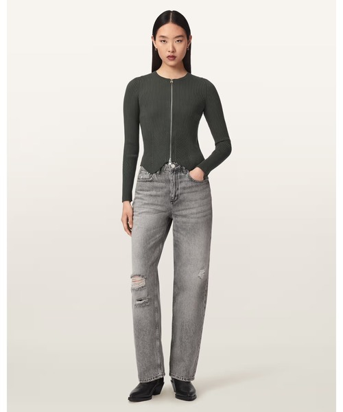 ALLSAINTS(オールセインツ)の「CRUZ DUAL ZIP RIBBED CARDIGAN | CRUZ DUAL ジップ リブ カーディガン(カーディガン/ボレロ・レディース・グリーン系その他・XS/M)」の2枚目の写真
