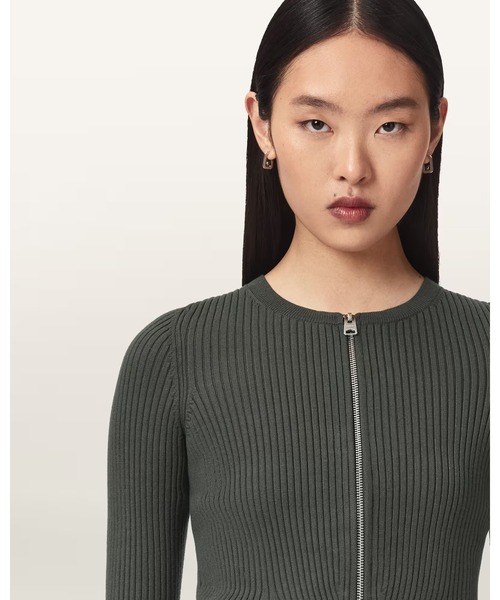 ALLSAINTS(オールセインツ)の「CRUZ DUAL ZIP RIBBED CARDIGAN | CRUZ DUAL ジップ リブ カーディガン(カーディガン/ボレロ・レディース・グリーン系その他・XS/M)」の3枚目の写真