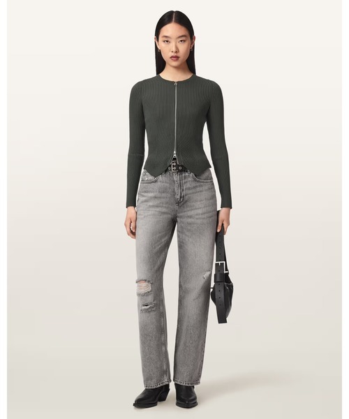 ALLSAINTS(オールセインツ)の「CRUZ DUAL ZIP RIBBED CARDIGAN | CRUZ DUAL ジップ リブ カーディガン(カーディガン/ボレロ・レディース・グリーン系その他・XS/M)」の4枚目の写真