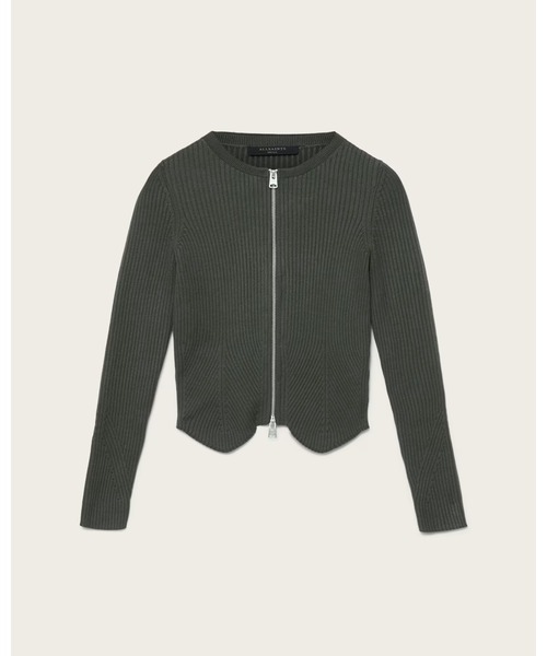 ALLSAINTS(オールセインツ)の「CRUZ DUAL ZIP RIBBED CARDIGAN | CRUZ DUAL ジップ リブ カーディガン(カーディガン/ボレロ・レディース・グリーン系その他・XS/M)」の7枚目の写真