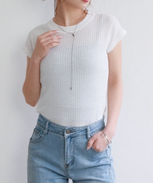 fifth(フィフス)の「テクスチャーカットソー(Tシャツ/カットソー・レディース・ホワイト/ブラック・M)」の2枚目の写真