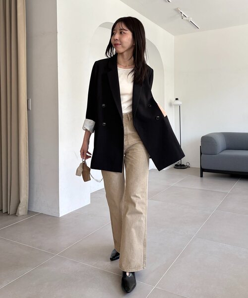 CAPRICIEUX LE'MAGE(カプリシューレマージュ)の「【サイズ展開あり/新色ツイード・チェック】Wテーラージャケット(テーラードジャケット・レディース・モカ/ブラウン/グレイッシュベージュ/ネイビー/ベージュ/ブラック・38/36)」の9枚目の写真