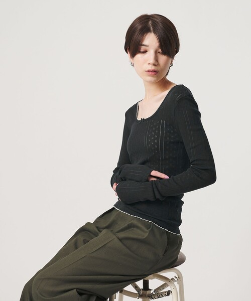 PALM(パーム)の「【別注】<PALM>バックオープン ロングスリーブカットソー(Tシャツ/カットソー・レディース・ブラック/レッド・FREE)」の3枚目の写真