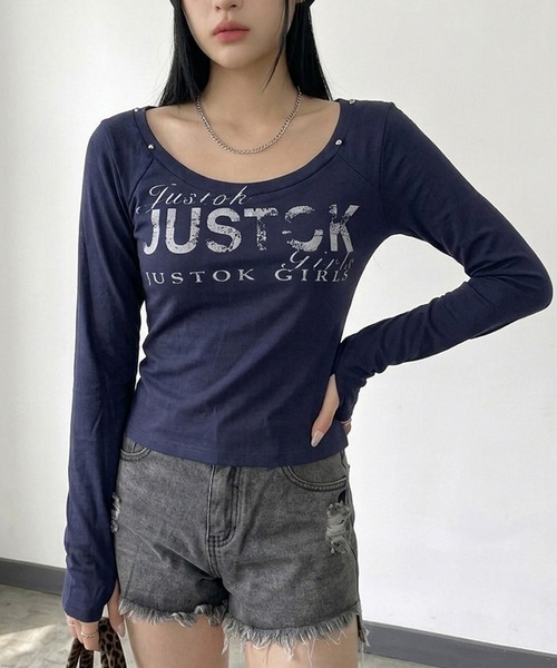 non-hedge（ノンヘッジ）の「スタッズロゴロンT（Tシャツ/カットソー・レディース・イエロー/ネイビー/グレー/オフホワイト・FREE）」の3枚目の写真