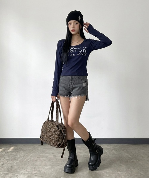 non-hedge（ノンヘッジ）の「スタッズロゴロンT（Tシャツ/カットソー・レディース・イエロー/ネイビー/グレー/オフホワイト・FREE）」の19枚目の写真