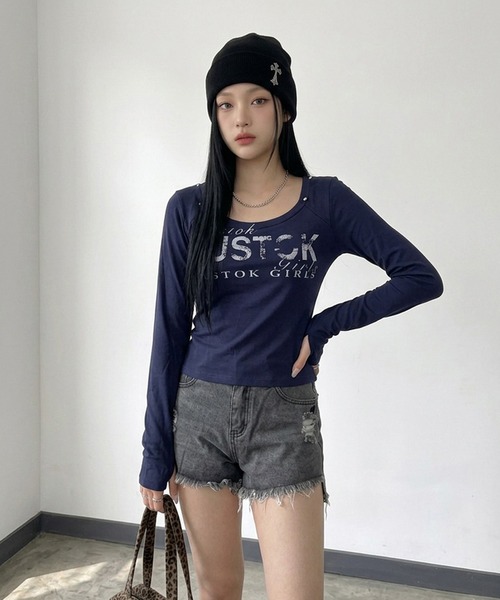 non-hedge（ノンヘッジ）の「スタッズロゴロンT（Tシャツ/カットソー・レディース・イエロー/ネイビー/グレー/オフホワイト・FREE）」の20枚目の写真