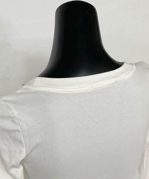 non-hedge（ノンヘッジ）の「スタッズロゴロンT（Tシャツ/カットソー・レディース・イエロー/ネイビー/グレー/オフホワイト・FREE）」の6枚目の写真