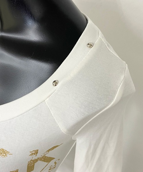 non-hedge（ノンヘッジ）の「スタッズロゴロンT（Tシャツ/カットソー・レディース・イエロー/ネイビー/グレー/オフホワイト・FREE）」の8枚目の写真