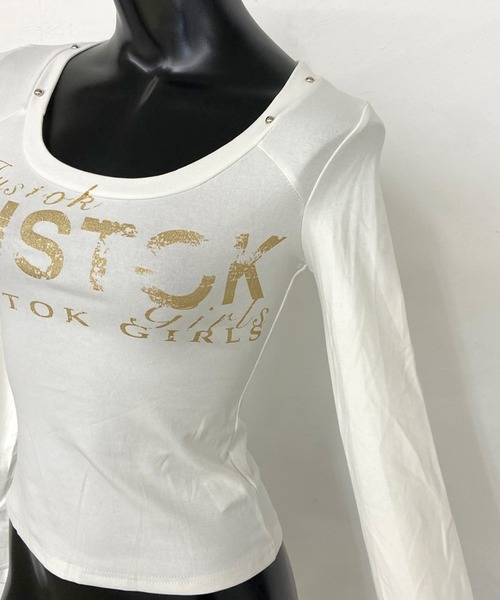 non-hedge（ノンヘッジ）の「スタッズロゴロンT（Tシャツ/カットソー・レディース・イエロー/ネイビー/グレー/オフホワイト・FREE）」の9枚目の写真