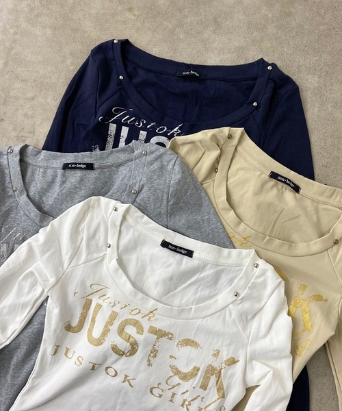 non-hedge（ノンヘッジ）の「スタッズロゴロンT（Tシャツ/カットソー・レディース・イエロー/ネイビー/グレー/オフホワイト・FREE）」の12枚目の写真