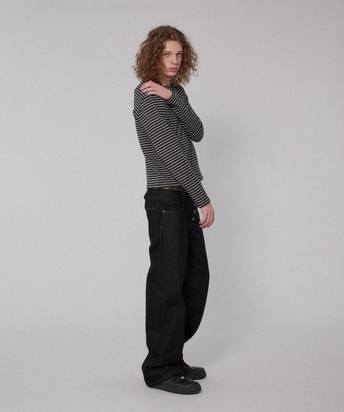 WISH FOR EVER(ウィッシュフォーエバー)の「BORDER KNIT LONG SLEEVE TEE/ボーダーニットロングスリーブT(ニット/セーター・メンズ・ネイビー系/ブラック/グレー×ピンク/チャコールグレー・SMALL/LARGE/MEDIUM)」の10枚目の写真