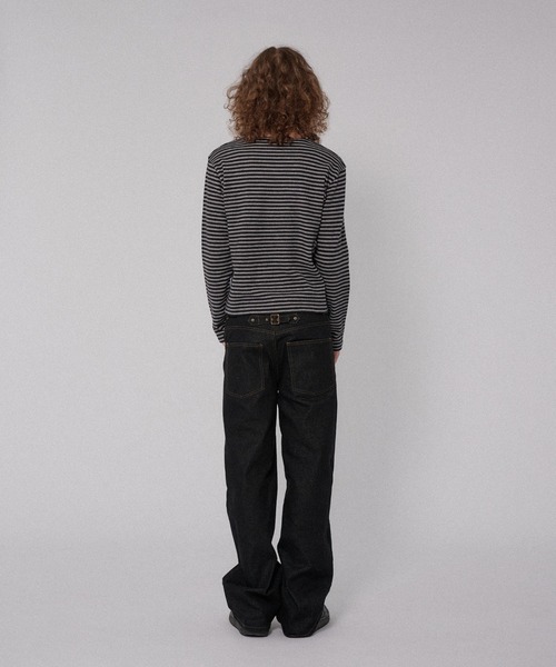 WISH FOR EVER(ウィッシュフォーエバー)の「BORDER KNIT LONG SLEEVE TEE/ボーダーニットロングスリーブT(ニット/セーター・メンズ・ネイビー系/ブラック/グレー×ピンク/チャコールグレー・SMALL/LARGE/MEDIUM)」の11枚目の写真