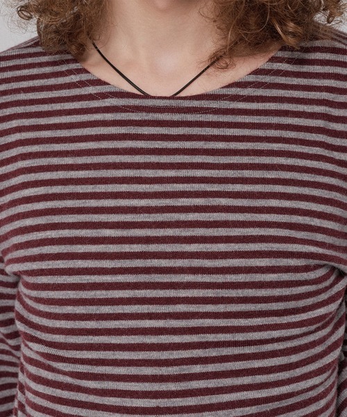 WISH FOR EVER(ウィッシュフォーエバー)の「BORDER KNIT LONG SLEEVE TEE/ボーダーニットロングスリーブT(ニット/セーター・メンズ・ネイビー系/ブラック/グレー×ピンク/チャコールグレー・SMALL/LARGE/MEDIUM)」の22枚目の写真