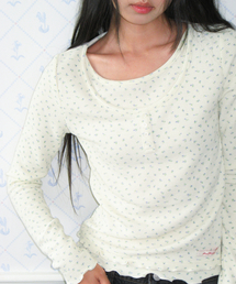 CLASSIC FLOWER HENLEY NECK LS TEE CREAM