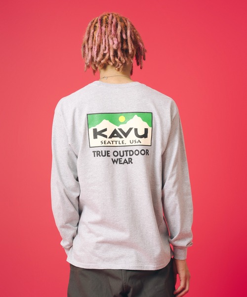 KAVU(カブー)の「KAVU/カブー Pocket 4C LS Tee/ポケット 4C ロングスリーブ Tシャツ(Tシャツ/カットソー・メンズ・グレー/ホワイト・LARGE/X-LARGE/MEDIUM)」の1枚目の写真