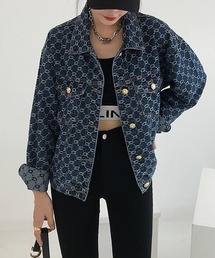 モノグラムプリントデニムオーバージャケット