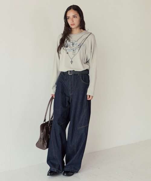 PBLIM(ページボーイリム)の「《UNISEX》トロンプルイユロンT(Tシャツ/カットソー・レディース・グレイッシュベージュ/ブラック・FREE)」の8枚目の写真