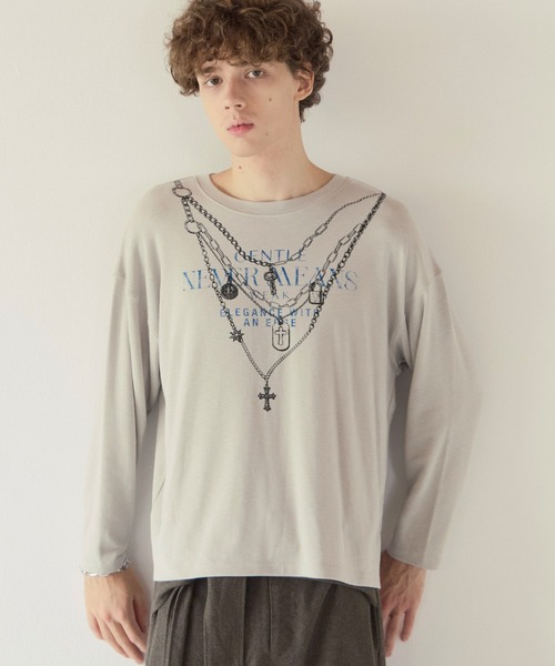 PBLIM(ページボーイリム)の「《UNISEX》トロンプルイユロンT(Tシャツ/カットソー・レディース・グレイッシュベージュ/ブラック・FREE)」の9枚目の写真