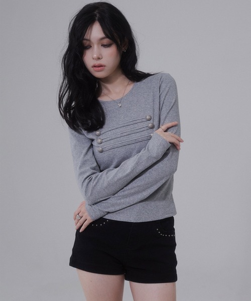 ENVYM(アンビー)の「ナポレオンデザインロンT(Tシャツ/カットソー・レディース・ネイビー/グレー/ホワイト・FREE)」の18枚目の写真