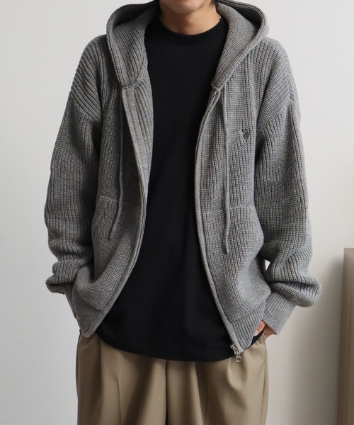 U.S. POLO ASSN.（ユーエスポロアッスン）の「【U.S. POLO ASSN./ユーエスポロアッスン】別注 ジップアップ ショートニットパーカー（ニット/セーター・メンズ・ブルー/レッド/ブラック/ネイビー/杢グレー/アイボリー・S/LL/M/L）」の3枚目の写真