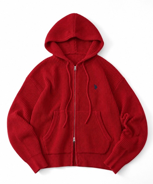 U.S. POLO ASSN.（ユーエスポロアッスン）の「【U.S. POLO ASSN./ユーエスポロアッスン】別注 ジップアップ ショートニットパーカー（ニット/セーター・メンズ・ブルー/レッド/ブラック/ネイビー/杢グレー/アイボリー・S/LL/M/L）」の6枚目の写真