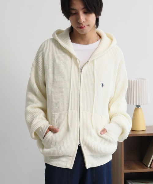 U.S. POLO ASSN.（ユーエスポロアッスン）の「【U.S. POLO ASSN./ユーエスポロアッスン】別注 ジップアップ ショートニットパーカー（ニット/セーター・メンズ・ブルー/レッド/ブラック/ネイビー/杢グレー/アイボリー・S/LL/M/L）」の20枚目の写真