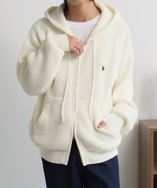 U.S. POLO ASSN.（ユーエスポロアッスン）の「【U.S. POLO ASSN./ユーエスポロアッスン】別注 ジップアップ ショートニットパーカー（ニット/セーター・メンズ・ブルー/レッド/ブラック/ネイビー/杢グレー/アイボリー・S/LL/M/L）」の21枚目の写真