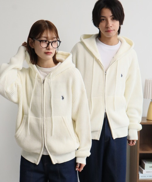 U.S. POLO ASSN.（ユーエスポロアッスン）の「【U.S. POLO ASSN./ユーエスポロアッスン】別注 ジップアップ ショートニットパーカー（ニット/セーター・メンズ・ブルー/レッド/ブラック/ネイビー/杢グレー/アイボリー・S/LL/M/L）」の18枚目の写真