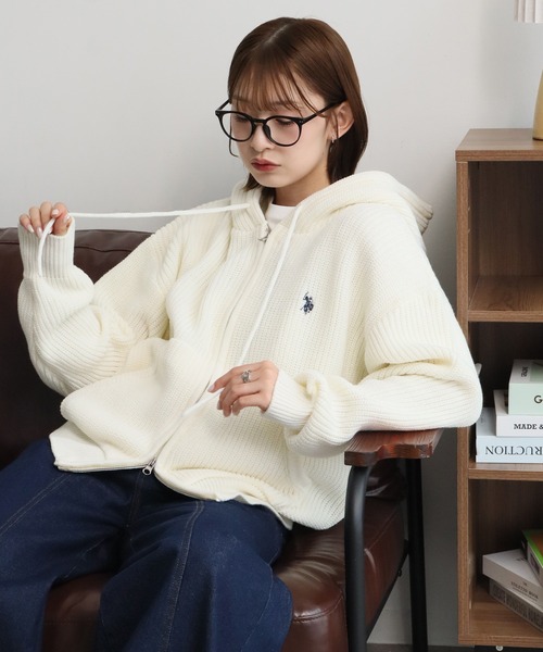 U.S. POLO ASSN.（ユーエスポロアッスン）の「【U.S. POLO ASSN./ユーエスポロアッスン】別注 ジップアップ ショートニットパーカー（ニット/セーター・メンズ・ブルー/レッド/ブラック/ネイビー/杢グレー/アイボリー・S/LL/M/L）」の22枚目の写真