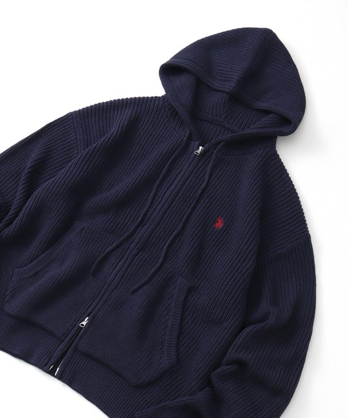 U.S. POLO ASSN.（ユーエスポロアッスン）の「【U.S. POLO ASSN./ユーエスポロアッスン】別注 ジップアップ ショートニットパーカー（ニット/セーター・メンズ・ブルー/レッド/ブラック/ネイビー/杢グレー/アイボリー・S/LL/M/L）」の8枚目の写真