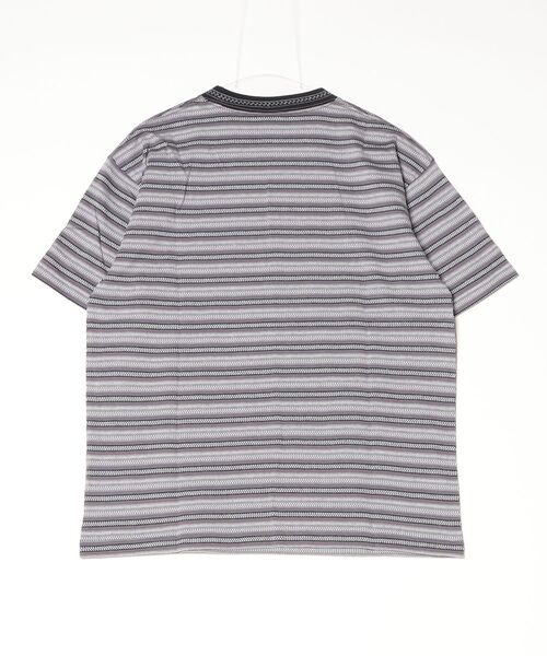 SEDAN ALL-PURPOSE（セダンオールパーパス）の「SEDAN ALL-PURPOSE / セダン オールパーパス：Jacquard Striped S/S Tee：SD26S-CT06[PIE]（Tシャツ/カットソー・メンズ・パープル系その他・L/M）」の2枚目の写真