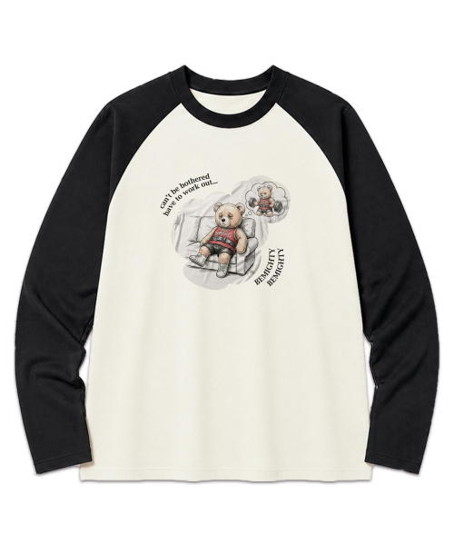 BEMIGHTY（ビーマイティー）の「めんどくさいベア オーバーサイズ ラグラン長袖Tシャツ クリーム（Tシャツ/カットソー・メンズ・その他・LARGE/X-LARGE/XX-LARGE）」の2枚目の写真