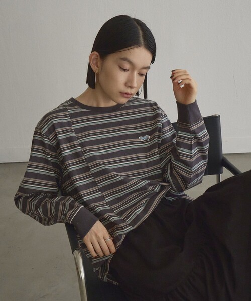 PENNEYS（ぺニーズ）の「【Penneys（ぺニーズ）別注】マルチボーダー 切替デザインロンT（Tシャツ/カットソー・レディース・オフホワイト/ワインレッド/ダークグレー/ライトグレー・M/L）」の3枚目の写真