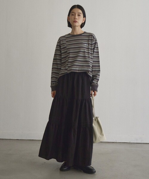 PENNEYS（ぺニーズ）の「【Penneys（ぺニーズ）別注】マルチボーダー 切替デザインロンT（Tシャツ/カットソー・レディース・オフホワイト/ワインレッド/ダークグレー/ライトグレー・M/L）」の6枚目の写真