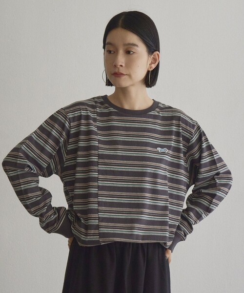 PENNEYS（ぺニーズ）の「【Penneys（ぺニーズ）別注】マルチボーダー 切替デザインロンT（Tシャツ/カットソー・レディース・オフホワイト/ワインレッド/ダークグレー/ライトグレー・M/L）」の9枚目の写真