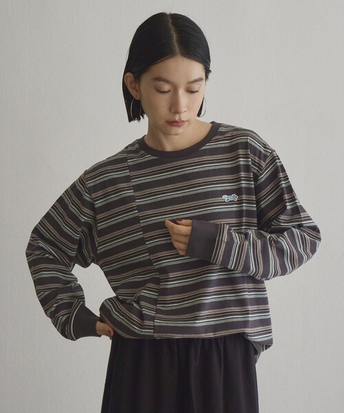 PENNEYS（ぺニーズ）の「【Penneys（ぺニーズ）別注】マルチボーダー 切替デザインロンT（Tシャツ/カットソー・レディース・オフホワイト/ワインレッド/ダークグレー/ライトグレー・M/L）」の10枚目の写真
