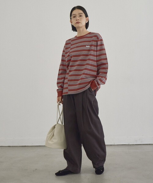 PENNEYS（ぺニーズ）の「【Penneys（ぺニーズ）別注】マルチボーダー 切替デザインロンT（Tシャツ/カットソー・レディース・オフホワイト/ワインレッド/ダークグレー/ライトグレー・M/L）」の13枚目の写真