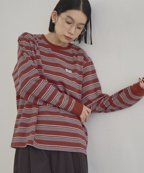 PENNEYS（ぺニーズ）の「【Penneys（ぺニーズ）別注】マルチボーダー 切替デザインロンT（Tシャツ/カットソー・レディース・オフホワイト/ワインレッド/ダークグレー/ライトグレー・M/L）」の19枚目の写真