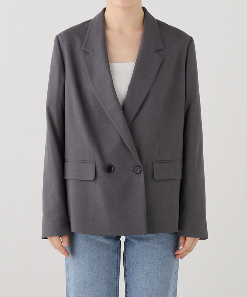 Spick & Span(スピックアンドスパン)の「《セットアップ可》サキソニーショートダブルジャケット(テーラードジャケット・レディース・ベージュ/チャコールグレー・36/38)」の12枚目の写真