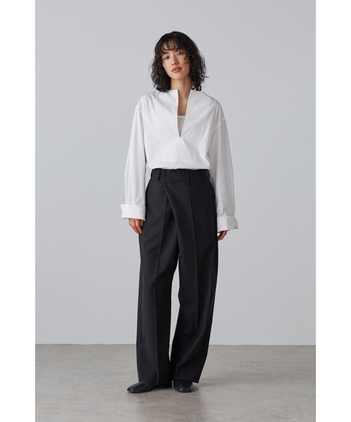 YLEVE(イレーヴ)の「BOURRIENNE × YLEVE / SUPIMA COTTON TYPEWRITER LONG SH / KAN(シャツ/ブラウス・レディース・ネイビー/ホワイト・0/1)」の7枚目の写真
