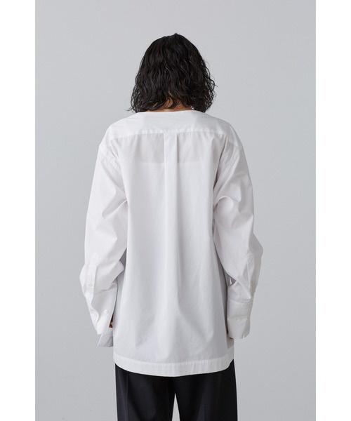 YLEVE(イレーヴ)の「BOURRIENNE × YLEVE / SUPIMA COTTON TYPEWRITER LONG SH / KAN(シャツ/ブラウス・レディース・ネイビー/ホワイト・0/1)」の9枚目の写真