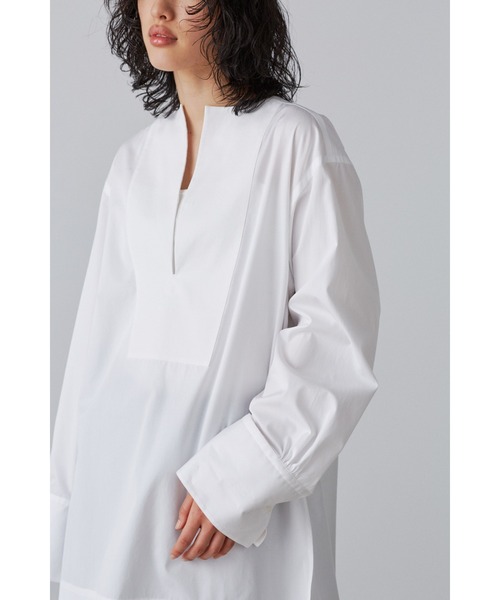 YLEVE(イレーヴ)の「BOURRIENNE × YLEVE / SUPIMA COTTON TYPEWRITER LONG SH / KAN(シャツ/ブラウス・レディース・ネイビー/ホワイト・0/1)」の10枚目の写真