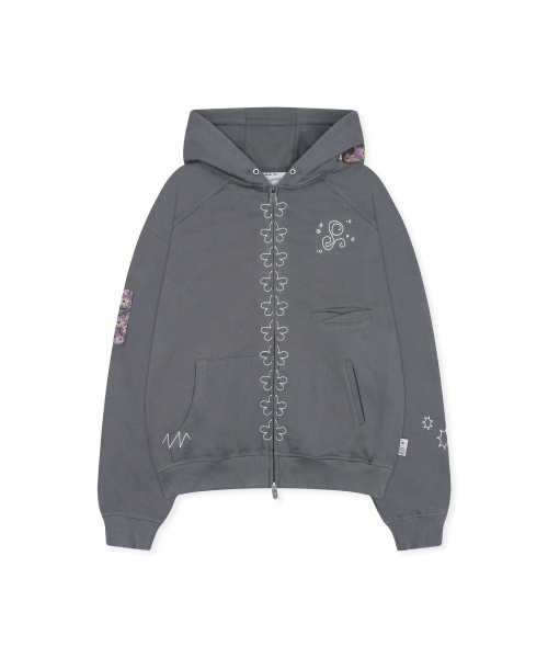 RuNaKi'Hu'(ルナキフ)の「WXJ058 コミチ 花柄配色フードジップアップ (CHARCOAL)(パーカー・レディース・その他・1/2)」の4枚目の写真