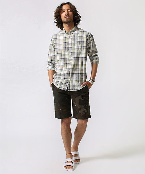 NANO universe（ナノユニバース）の「ハンドリメイクカモショーツ（その他パンツ・メンズ・カーキ/オリーブ・SMALL/LARGE/MEDIUM）」の6枚目の写真