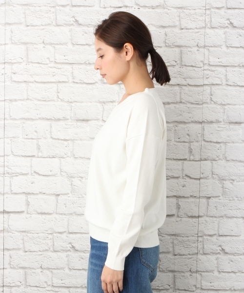 LEPSIM（レプシィム）の「14GナイロンプレーティングVネックプルオーバー　739013（ニット/セーター・レディース・イエロー/ダークネイビー/ピンク/オフホワイト/トップグレー・FREE）」の17枚目の写真